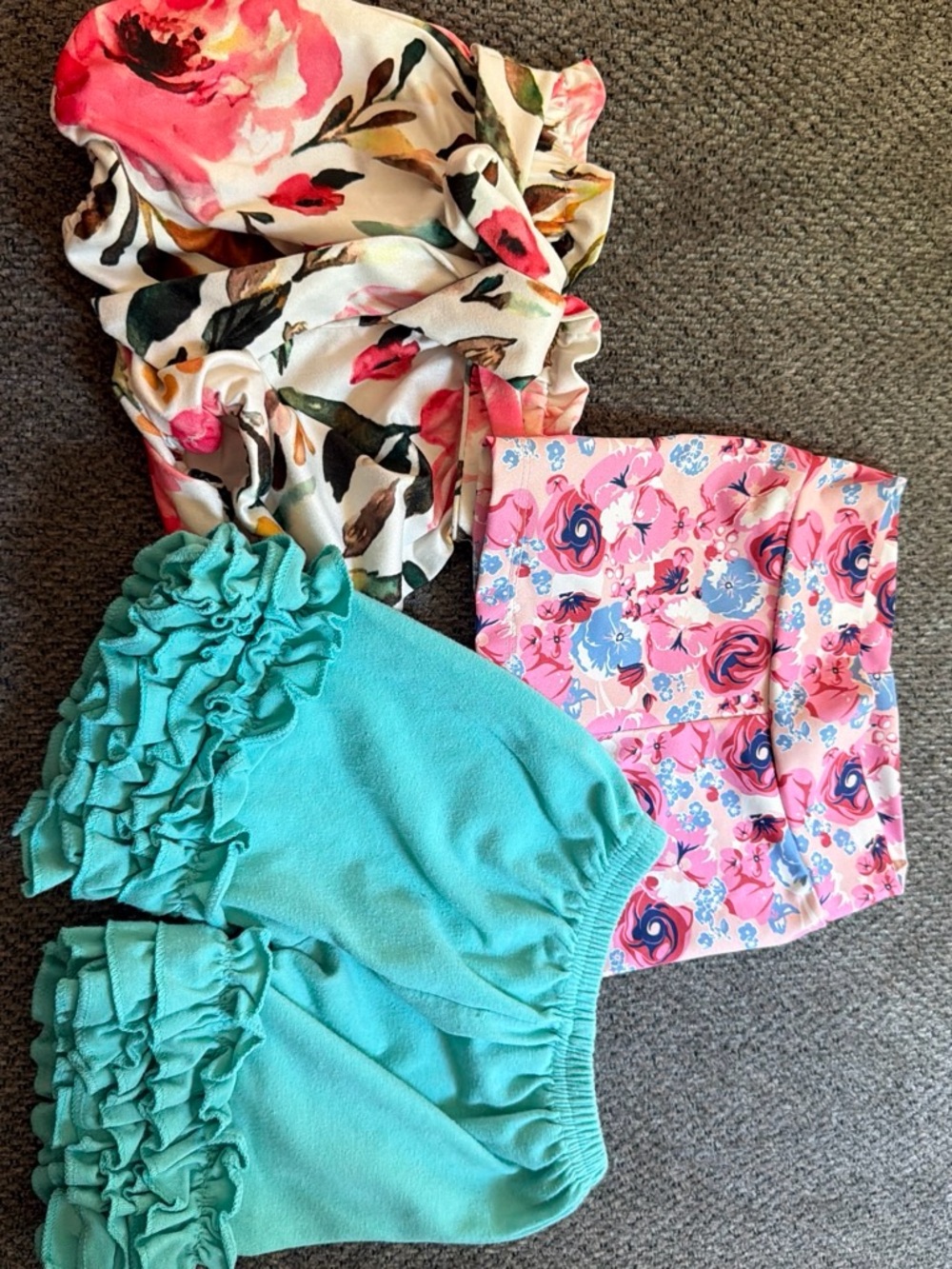 Girls Aqua Ruffle Elastic-Waist Shorts